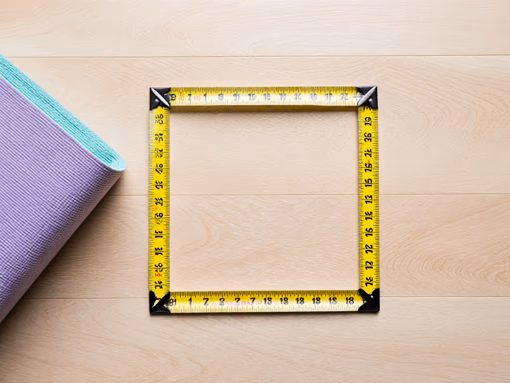 measuring_tape_showing_18x18_inch_bouncer_footprint_next_to_standard_yoga_mat