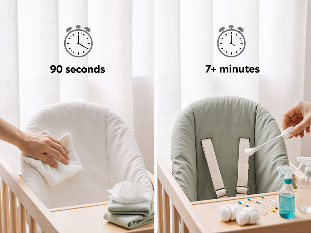 baby seat stain resistance test showing wipe time comparison