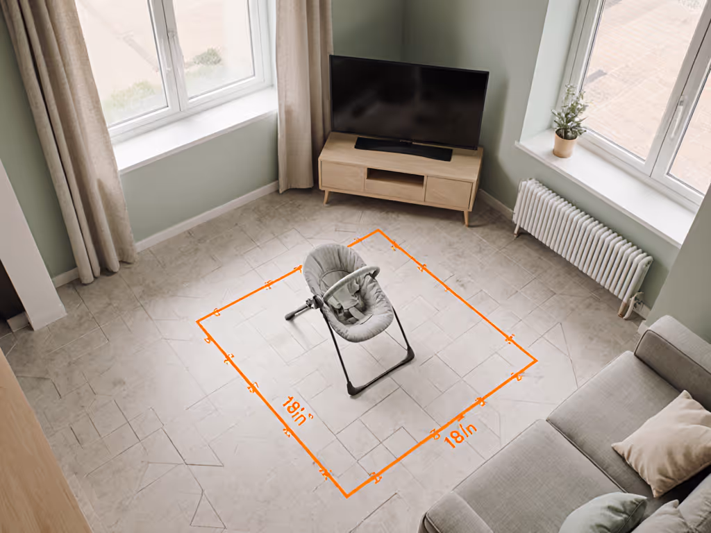 compact_bouncer_positioned_in_corner_of_small_apartment